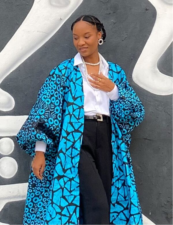 Sade Blue Ankara Maxi Kimono